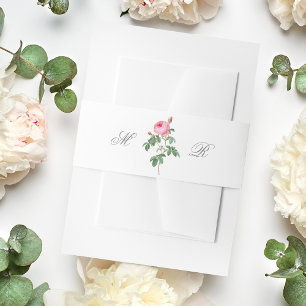 Cintas Para Invitaciones Elegante Rosa Francesa Rosa Caligrafía Boda