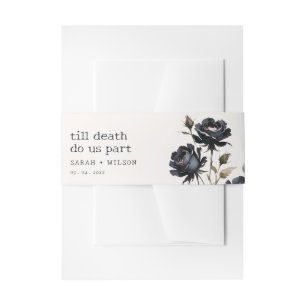 Cintas Para Invitaciones Elegante Rosa gótico oscuro color de agua negro Bo