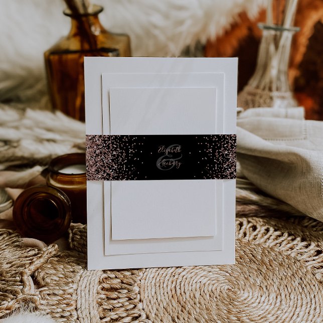 Cintas Para Invitaciones Elegante Rosa negro Boda de oro (Subido por el creador)