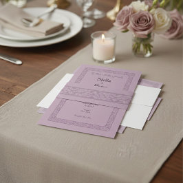 Cintas Para Invitaciones Elegante Rosa Polvoriento Malva Patrón Vintage Bod