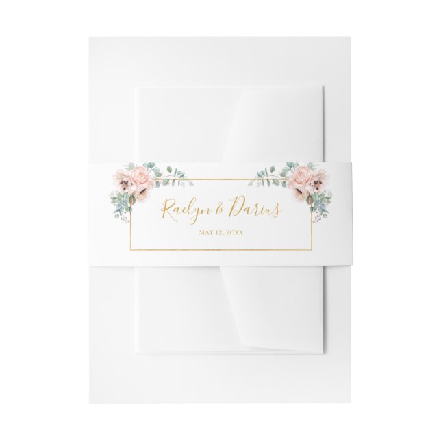 Cintas Para Invitaciones Elegante Rubor Floral | BODA (Anverso Ejemplo)