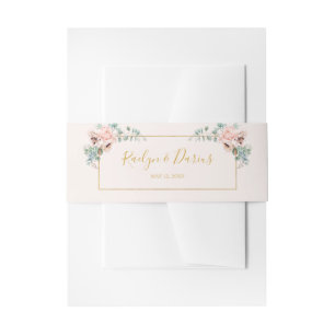 Cintas Para Invitaciones Elegante Rubor Floral   Boda Pastel