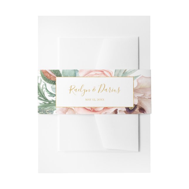 Cintas Para Invitaciones Elegante Rubor Floral Garden | BODA (Anverso Ejemplo)