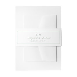 Cintas Para Invitaciones Elegante Sage Green Classic Script Monograma Boda