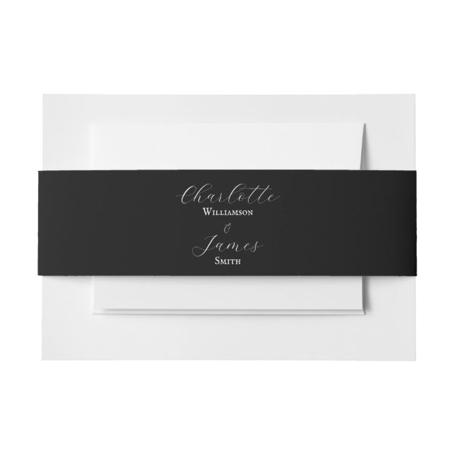 Cintas Para Invitaciones Elegante Script Bride & Groom Nombre Boda Negro (Anverso Ejemplo)