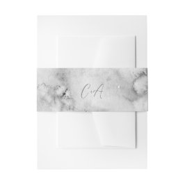 Cintas Para Invitaciones Elegante Script Monograma Boda de Mármol Negro