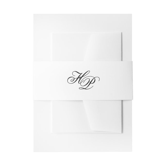 Cintas Para Invitaciones Elegante Script Monograma Iniciales Boda mínimo (Anverso Ejemplo)