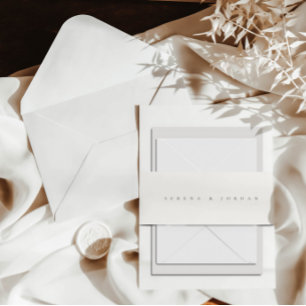 Cintas Para Invitaciones Elegante simple Boda blanco y negro