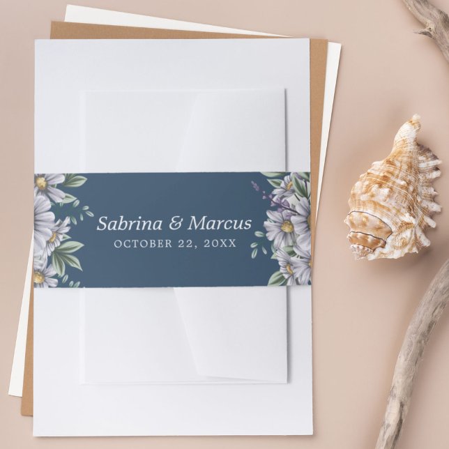 Cintas Para Invitaciones Elegante sobre Boda personalizado con flor de marg (Subido por el creador)