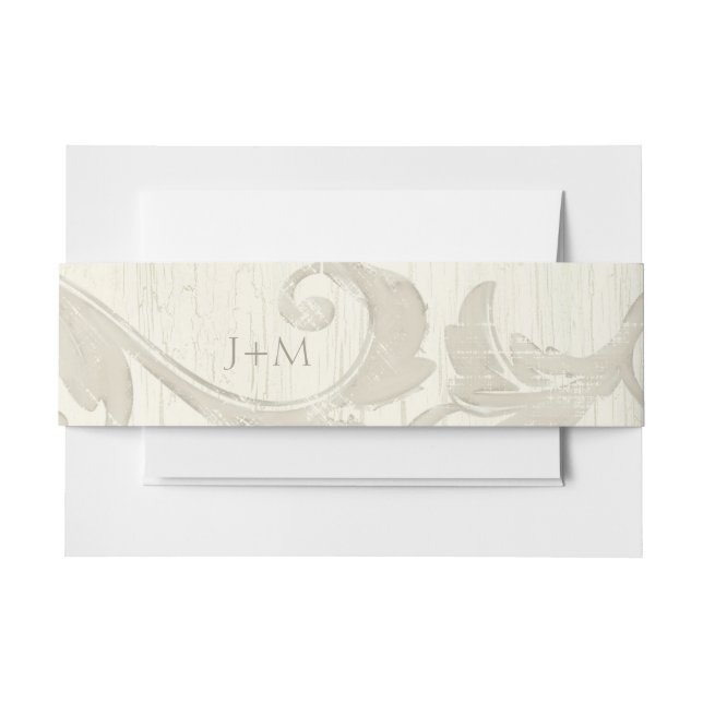 Cintas Para Invitaciones Elegante Sofisticado Monograma Madera Boda de made (Anverso Ejemplo)