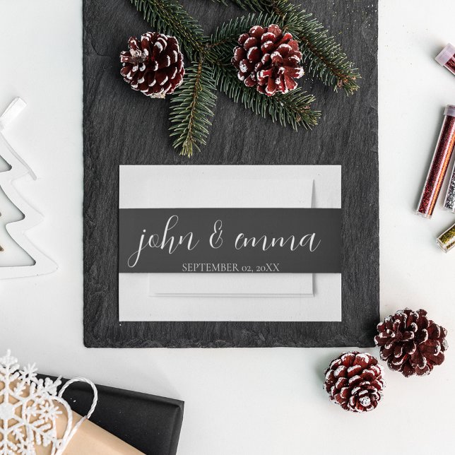 Cintas Para Invitaciones Elegante tema Boda blanco y negro (Use this style liner and make a perfect wedding envelope)