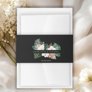 Cintas Para Invitaciones Elegante, tropical, frondoso, boda