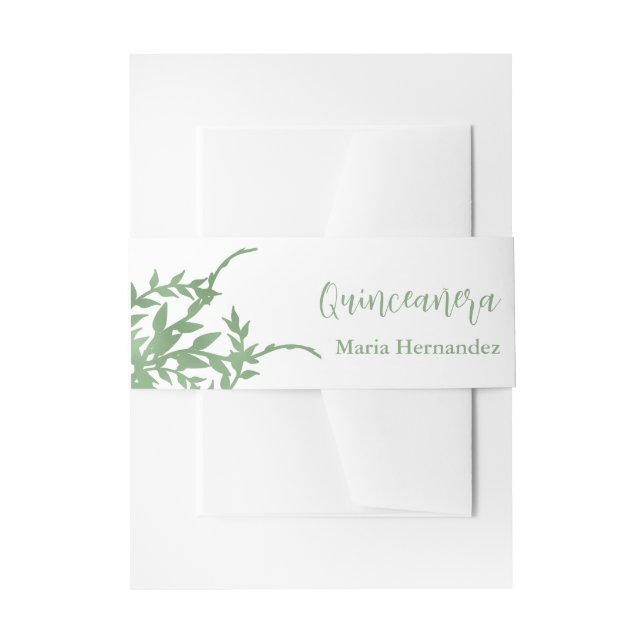 Cintas Para Invitaciones Elegante vegetación Quinceañera (Anverso Ejemplo)