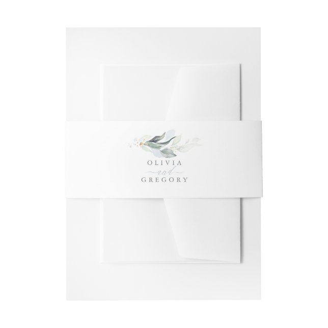 Cintas Para Invitaciones Elegante vegetación romántica Boda azul turbio (Anverso Ejemplo)