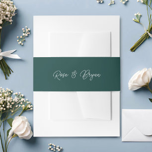 Cintas Para Invitaciones Elegante Verde Cazador Sobrescrito Casamiento Over