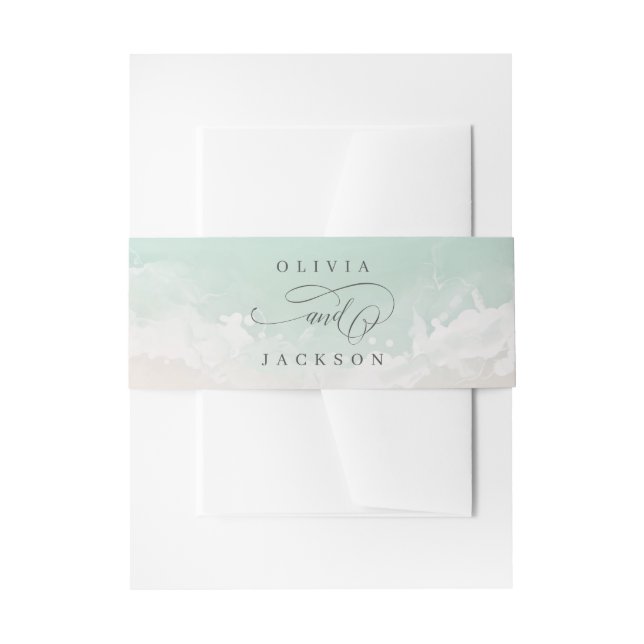 Cintas Para Invitaciones Elegante y abstracto matrimonio en la playa del oc (Anverso Ejemplo)