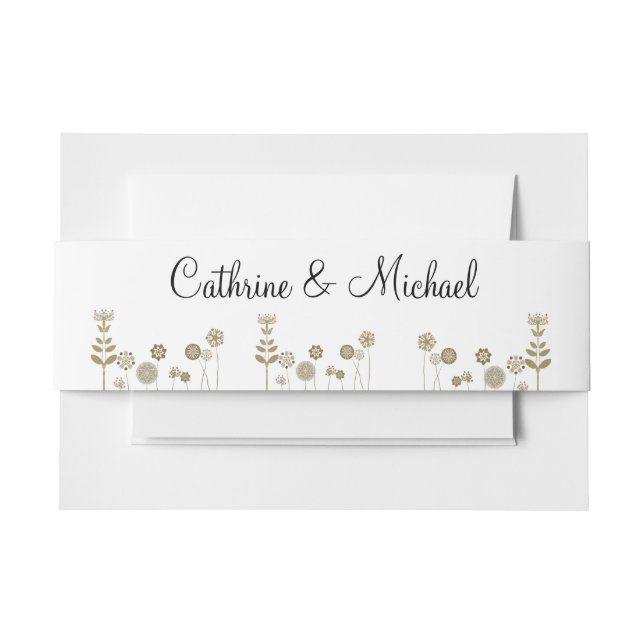 Cintas Para Invitaciones Elegante y eterno minimalismo floral de oro suave (Anverso Ejemplo)