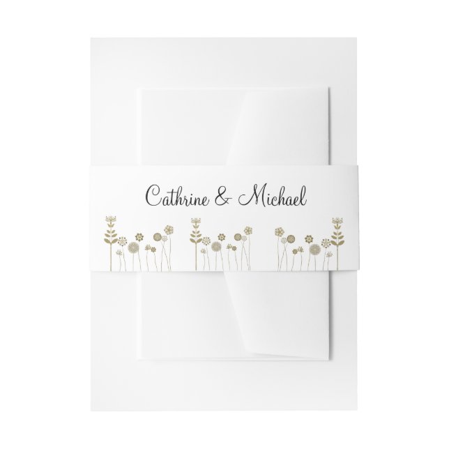Cintas Para Invitaciones Elegante y eterno minimalismo floral de oro suave (Anverso Ejemplo)