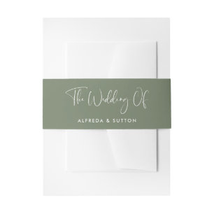 Cintas Para Invitaciones Elegante y moderno boda verde sabio oscuro