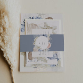 Cintas Para Invitaciones Elegante y turbia boda de playa azul