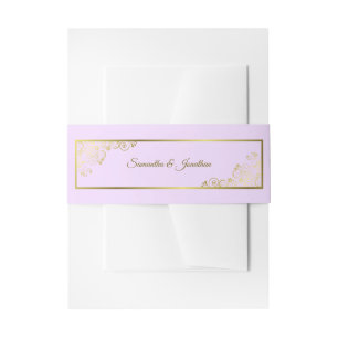 Cintas Para Invitaciones Elegantes Curls de Oro y Swirls Lilac Boda Púrpura
