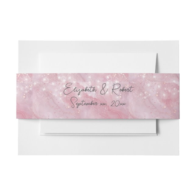 Cintas Para Invitaciones Elegantes estrellas de espuma de mármol rosa (Anverso Ejemplo)