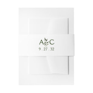 Cintas Para Invitaciones Elegantes hojas minimalistas marco cazador de oliv
