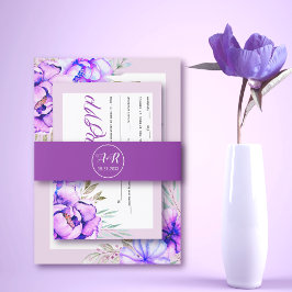 Cintas Para Invitaciones Elegantes iniciales boda púrpura
