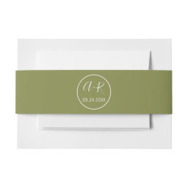 Cintas Para Invitaciones Elegantes iniciales boda verde oliva