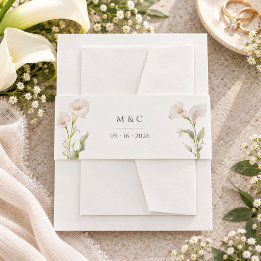 Cintas Para Invitaciones Elegantes iniciales de boda de lirio de Calla mini