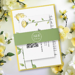 Cintas Para Invitaciones Elegantes iniciales simple boda verde