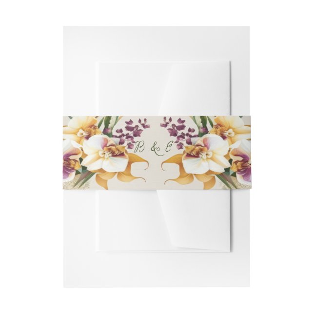 Cintas Para Invitaciones Elegantes invitaciones de boda tropical floral (Anverso Ejemplo)