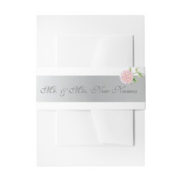 Cintas Para Invitaciones Elegantes rayas plateadas e hidrángulos rosados Bo