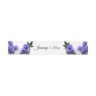 Cintas Para Invitaciones Elegantes Rosas Azules Simples Amor en Flor de Bod