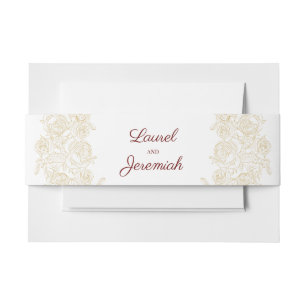 Cintas Para Invitaciones Elegantes Rosas de Borgoña y Oro