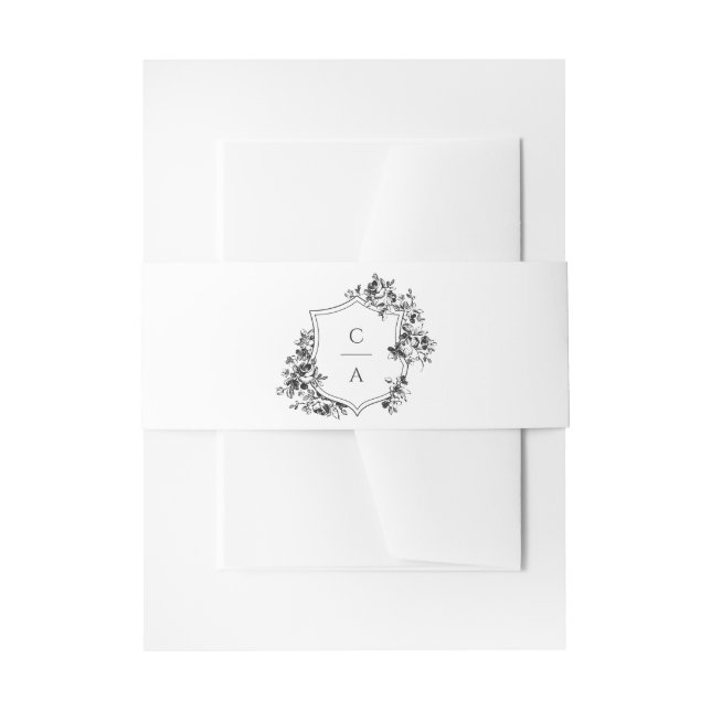 Cintas Para Invitaciones Elegantes Rosas franceses Escudo floral Boda Monog (Anverso Ejemplo)