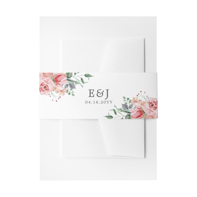 Cintas Para Invitaciones Elizabeth Elegant Boda Floral Rosa (Anverso Ejemplo)
