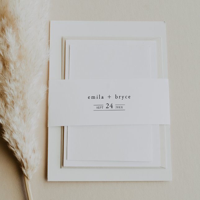 Cintas Para Invitaciones EMELIA Boho Boda neutral Minimalista (EMELIA Boho Minimalist Unique Neutral Wedding Invitation Belly Band)