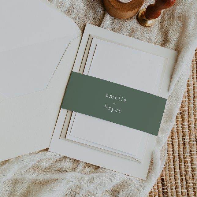 Cintas Para Invitaciones EMELIA Rustic Simple Montaña Sage Boda (EMELIA Rustic Simple Modern Mountain Sage Wedding Invitation Belly Band)