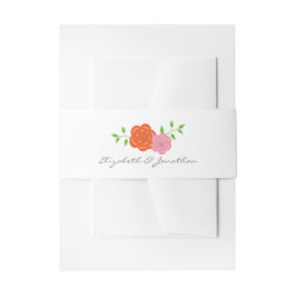 Cintas Para Invitaciones En Bandas Belly Florales Rosadas Naranjas