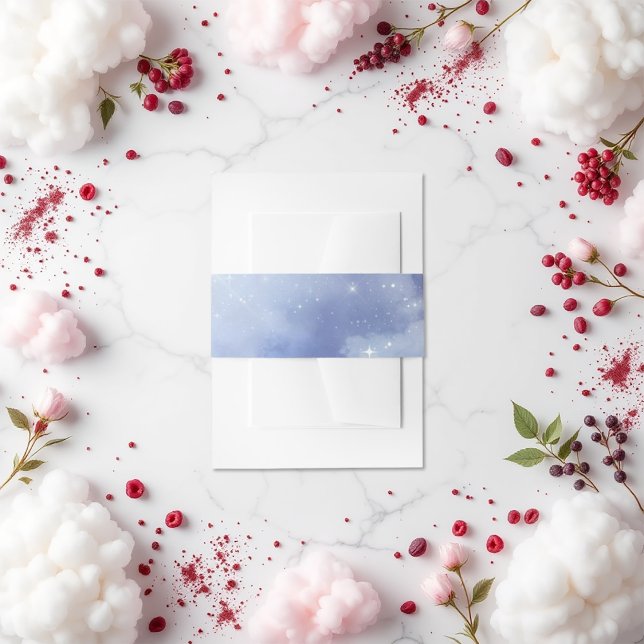 Cintas Para Invitaciones En el cielo estrellado celestial de nubes de novia (On Cloud Wine Bridal Shower Celestial Starry Sky Invitation Belly Band)