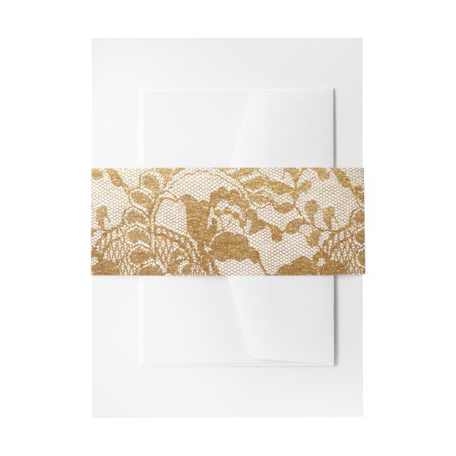Cintas Para Invitaciones Encaje Dorado (Anverso Ejemplo)