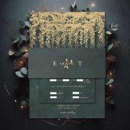 Cintas Para Invitaciones Enchanted Forest Hanging Gold Greenery Wedding