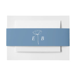 Cintas Para Invitaciones Énfasis floral monograma azul turbio inicial