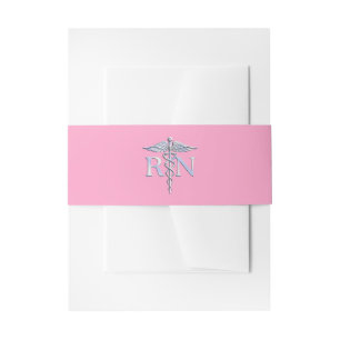 Cintas Para Invitaciones Enfermera inscrita RN Caduceus en rosa pastel