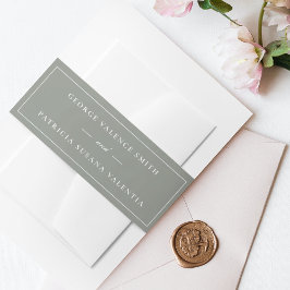 Cintas Para Invitaciones Enmarcado | Caligrafía Boda Elegante Verde Salvia