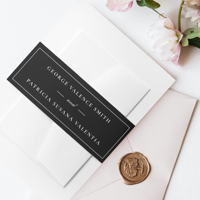 Cintas Para Invitaciones Enmarcado | Caligrafía Elegante Boda negro Tuxedo (Subido por el creador)