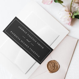 Cintas Para Invitaciones Enmarcado | Caligrafía Esmoquin Elegante Negro Bod