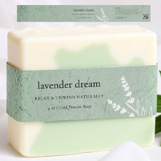 Cintas Para Invitaciones Envase de producto Envoltura verde de jabón (handmade artisanal homemade soap label gifting christmas bridal baby shower modern botanical wrap)