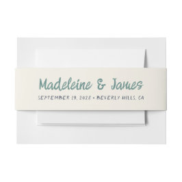 Cintas Para Invitaciones Escritura a mano Guión Verde Azul Retro Boda